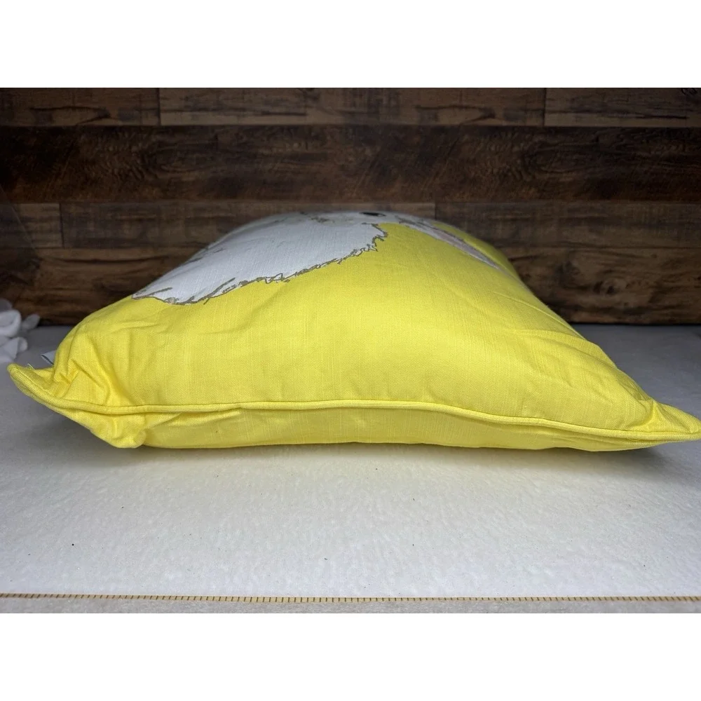 Pottery‎ Barn Yellow Watercolor White Bunny Rabbit Throw Pillow Decor RARE